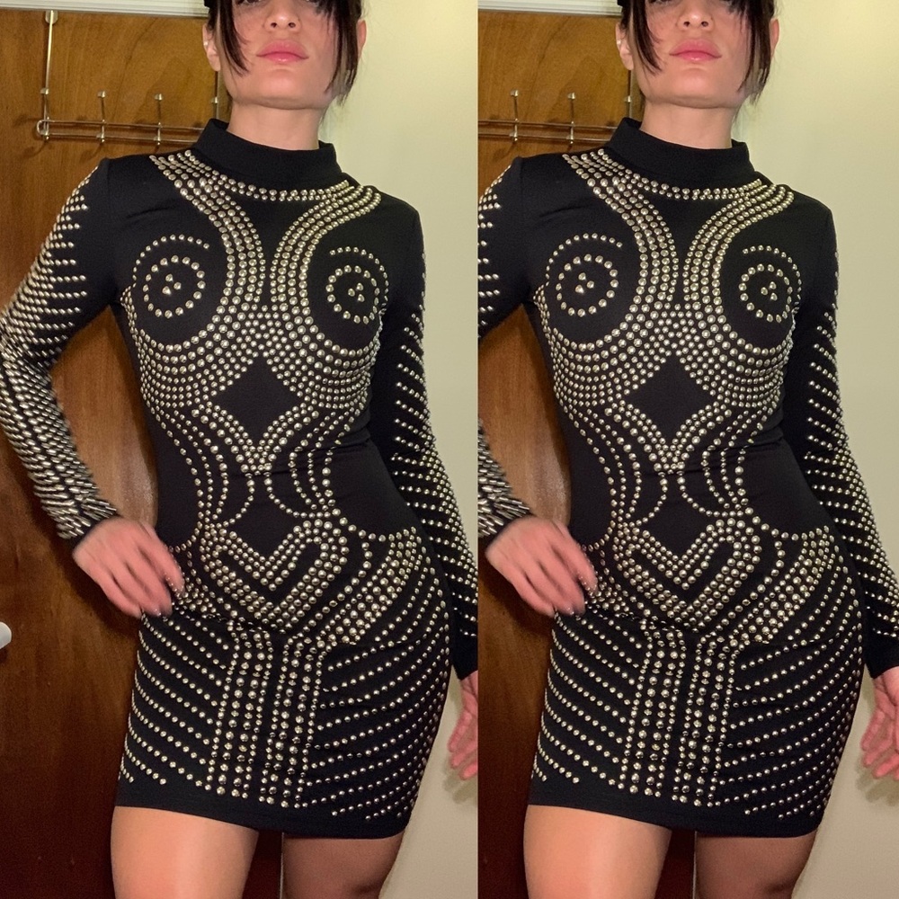 Banjul Body Con studded mini dress